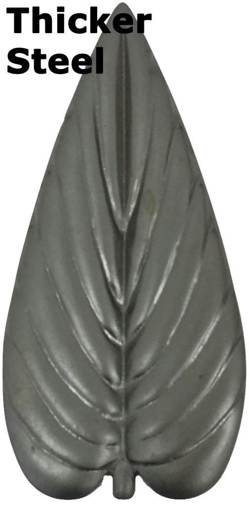 Metal Stamping Pressed Stamped Steel Leaf .050" Thickness L145  approx. size 1 7/16"w x 3"h.