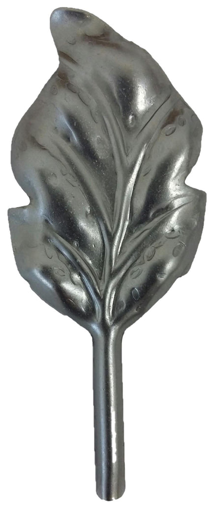 Metal Stamping Pressed Stamped Steel Leaf with Stem .020" Thickness L184  approx. size 1 3/8"w x 3 1/4"h. 