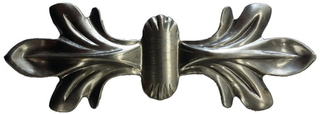 Horizontal View.  Metal Stamping Pressed Stamped Steel Leaf Acanthus Double .020" Thickness L204  approx. size 4 3/16"w x 1 1/2"h.