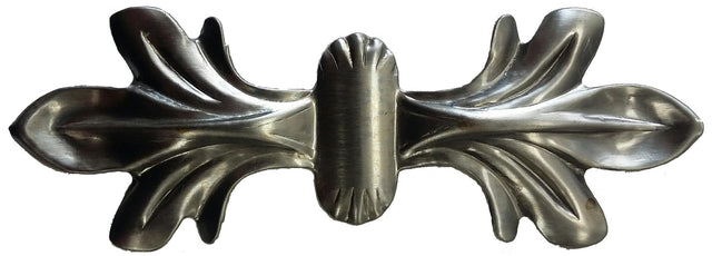 Horizontal View.  Metal Stamping Pressed Stamped Steel Leaf Acanthus Double .020" Thickness L204  approx. size 4 3/16"w x 1 1/2"h.