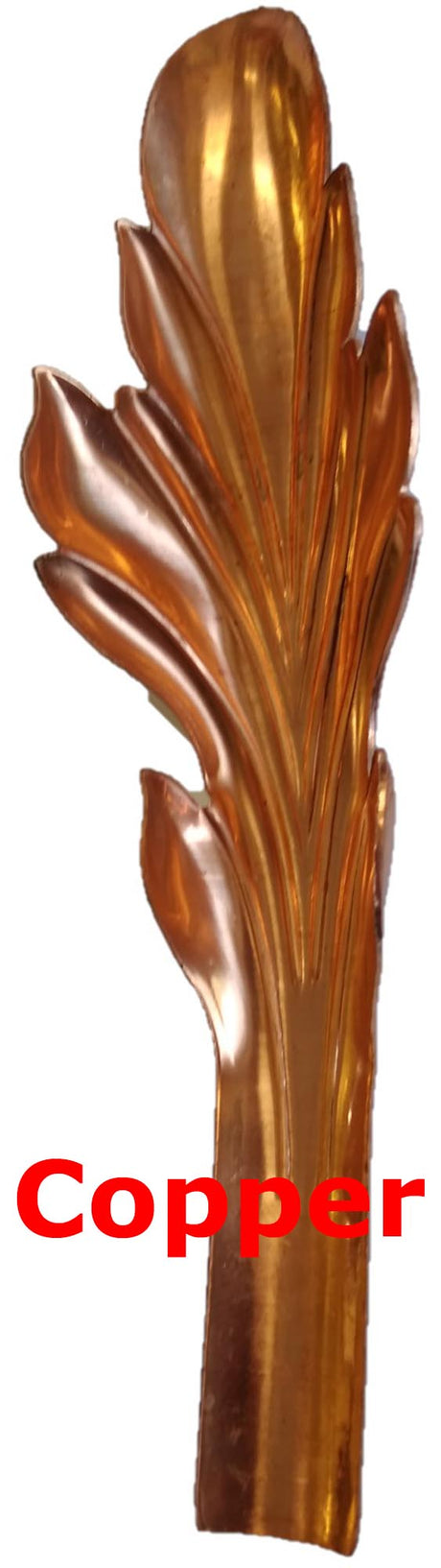 Solid Copper Stamping Pressed Stamped Leaf Acanthus Formed .032" Thickness L216  approx. size 1 3/8"w x 5 3/8"h.