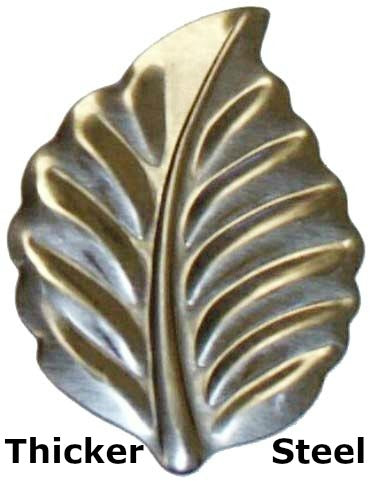 Metal Stamping Pressed Stamped Steel Leaf .020" Thickness L26  approx. size 1 3/4"w x 2 1/2"h.