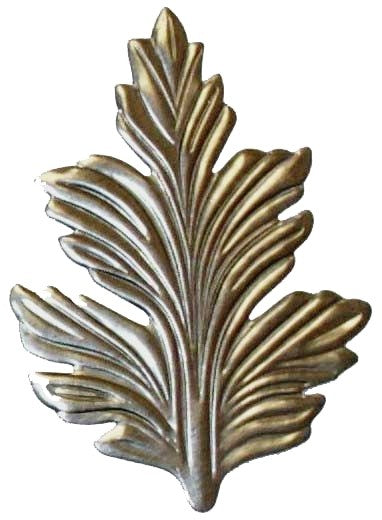 Metal Stamping Pressed Stamped Steel Leaf .020" Thickness L47  approx. size 2 7/8"w x 3 5/16"h.