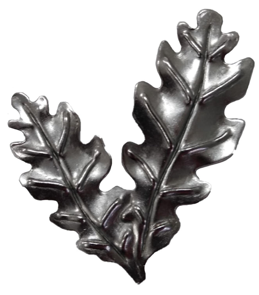 Metal Stamping Pressed Stamped Steel Leaf Oak Double .048" Thickness L4  approx. size 2 1/2"w x 2 1/2"h. 