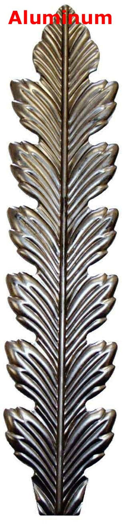 Solid Aluminum Stamping Pressed Stamped Embossed Leaf .020" Thickness L61  approx. size 1 1/2"w x 7 9/16"h.