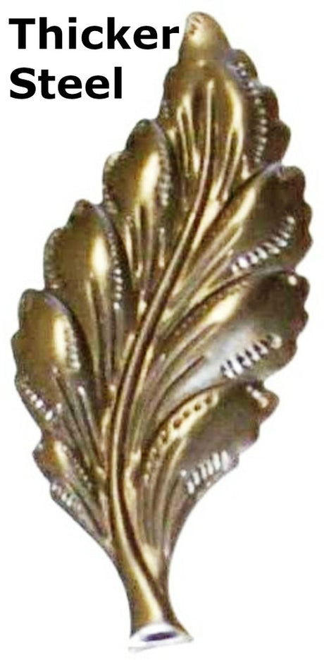 Metal Stamping Pressed Stamped Steel Leaf .062" Thickness L79  approx. size 1 1/4"w x 3"h.