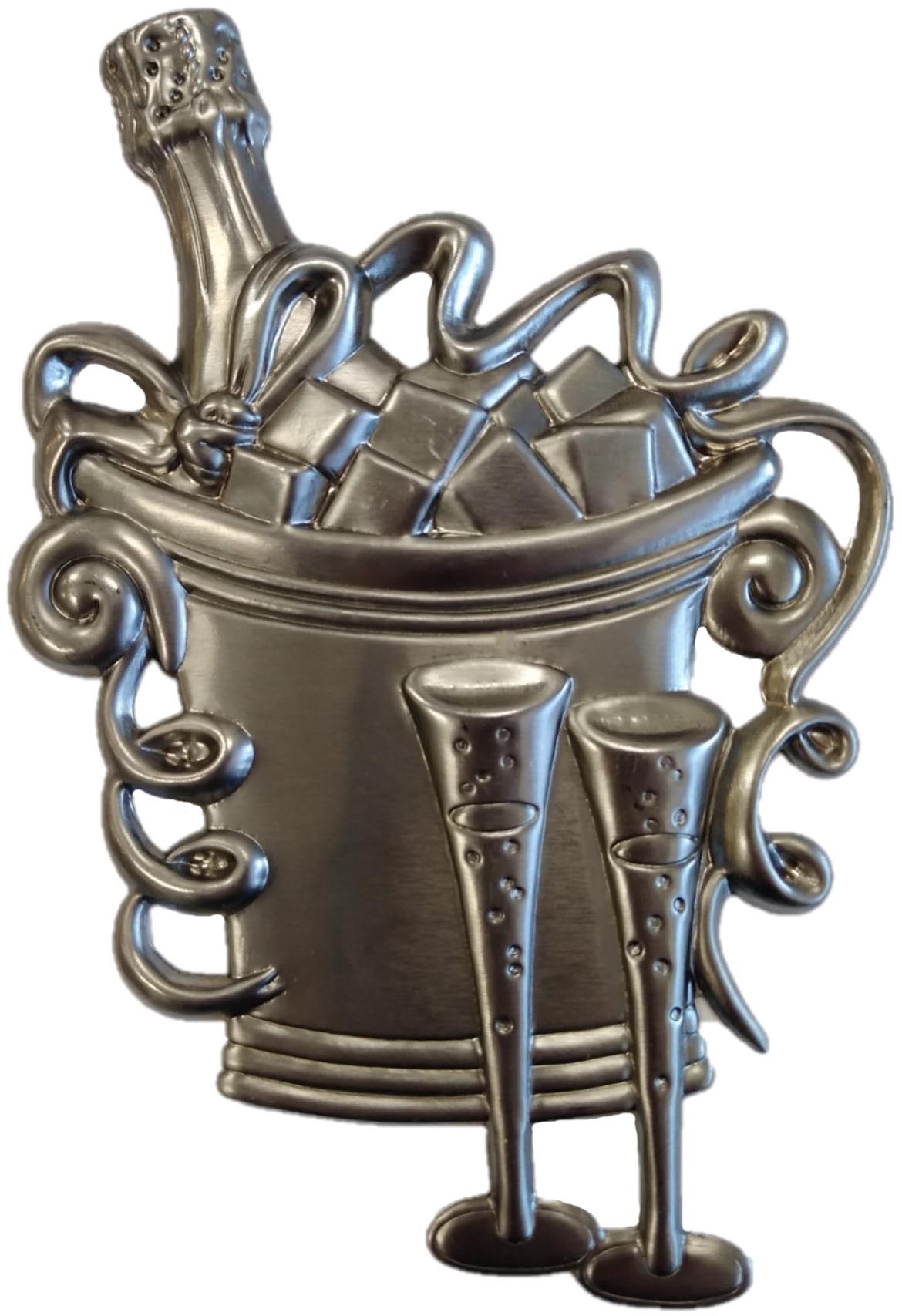 Metal Stamping Pressed Stamped Steel Champagne Ice Bucket Glasses Celebration Party .020" Thickness M115  approx. size 3 3/4"w x 5 5/8"h 