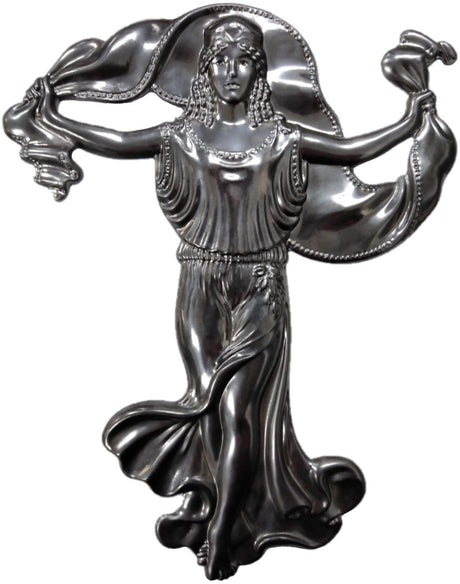 Metal Stamping Pressed Stamped Steel Goddess Fortuna Fortune Luck .020" Thickness M125  approx. size 6 1/8"w x 8 1/8"h.