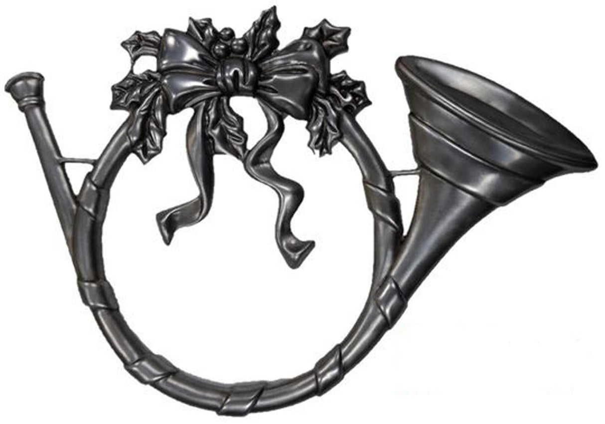 Metal Stamping Pressed Stamped Steel French Horn Bow Ribbon Holly .020" Thickness M153  approx. size 6"w x 4"h.