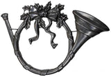Metal Stamping Pressed Stamped Steel French Horn Bow Ribbon Holly .020" Thickness M153  approx. size 6"w x 4"h.