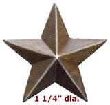 Metal Stamping Pressed Stamped Steel Star 1 1/4" dia. .020" Thickness M15  approx. size 1 1/4"w x 1 3/16"h.