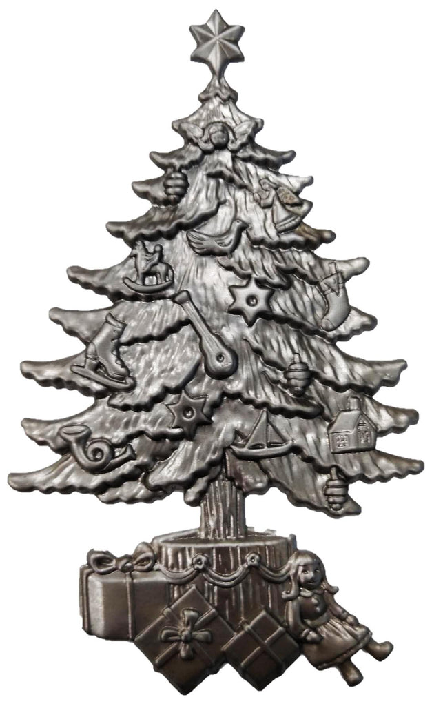 Metal Stamping Pressed Stamped Steel Evergreen Fir Christmas Tree Presents .020" Thickness M21  approx. size 4 1/16"w x 6 3/4"h.