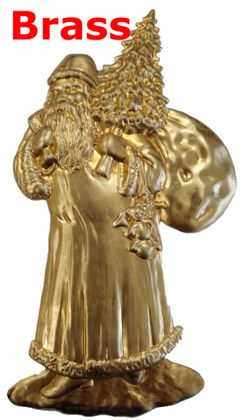 Solid Brass Stamping Pressed Stamped Santa Presents Christmas Tree .020" Thickness M18  approx. size 3 5/8"w x 6 5/8"h.