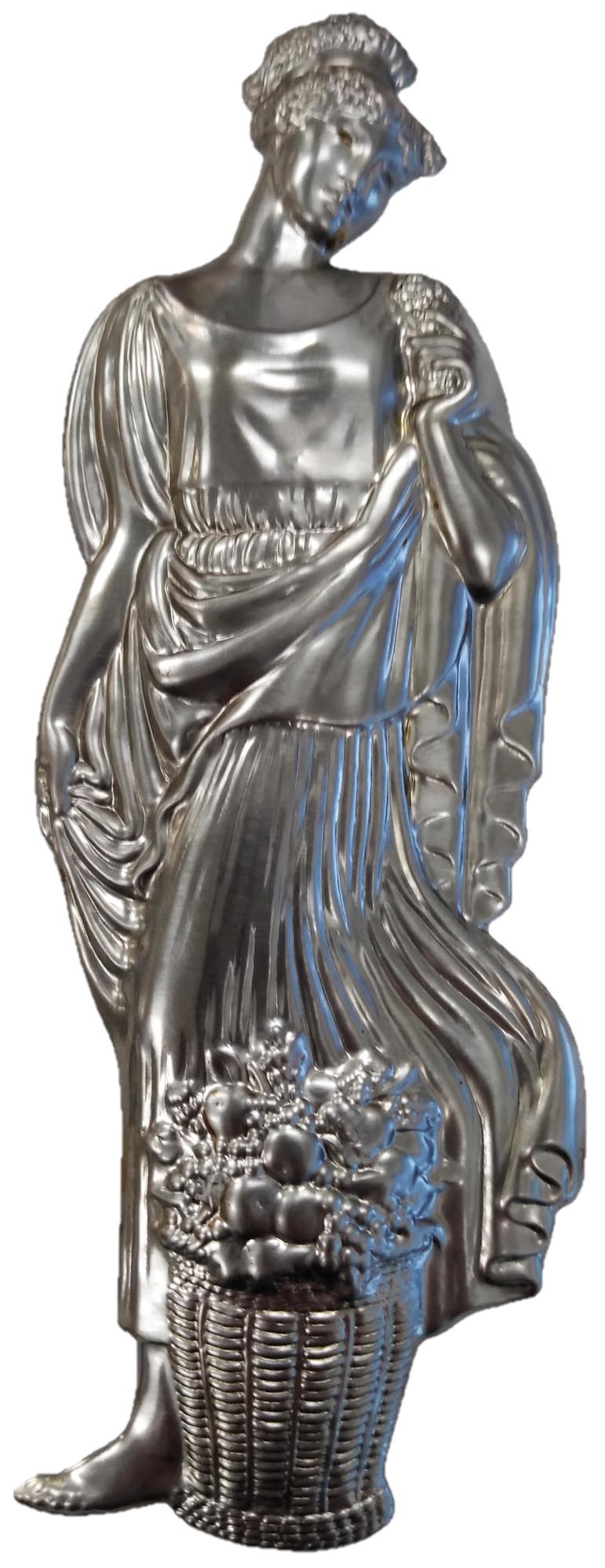 Metal Stamping Pressed Stamped Steel Greek Goddess Ceres Agriculture Fertility Motherhood Crops .020" Thickness M72  approx. size 2 3/4"w x 7 3/4"h.