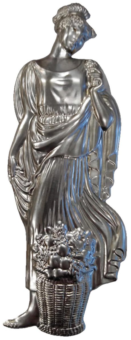Metal Stamping Pressed Stamped Steel Greek Goddess Ceres Agriculture Fertility Motherhood Crops .020" Thickness M72  approx. size 2 3/4"w x 7 3/4"h.