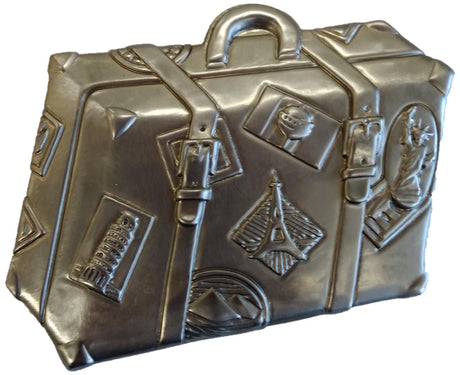 Metal Stamping Pressed Stamped Steel Suitcase Travel Vacation Business .020" Thickness M93  approx. size 4 1/8"w x 3 1/4"h.