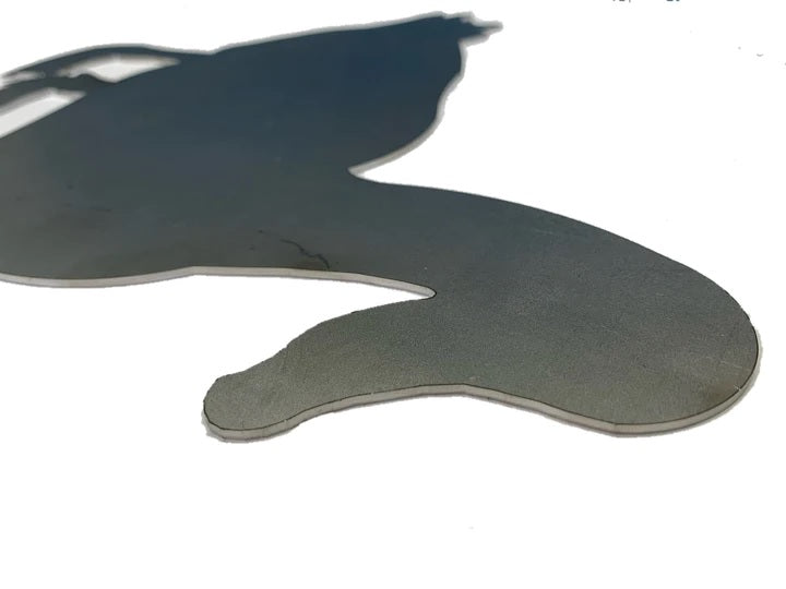 Duck Silhouette Laying Flat. Metal Steel Silhouette Duck Waterfowl .075" Thickness MC1485 (slightly thicker than a penny)  approx. size 9 5/8"w x 10 1/16"h