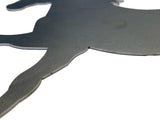 Horse Silhouette Laying Flat.  Metal Steel Silhouette Horse Galloping Trot .075" Thickness MC1488 (slightly thicker than a penny)  approx. size 14 1/4"w x 9 1/2"h