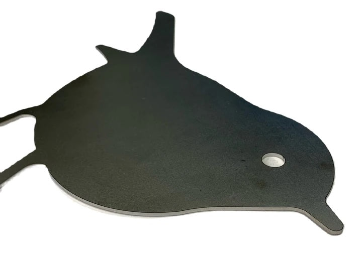 Shows Robin Silhouette Laying Flat. Metal Steel Silhouette Bird Robin .075" Thickness MC1494 (slightly thicker than a penny)  approx. size 10 1/4"w x 7 3/8"h