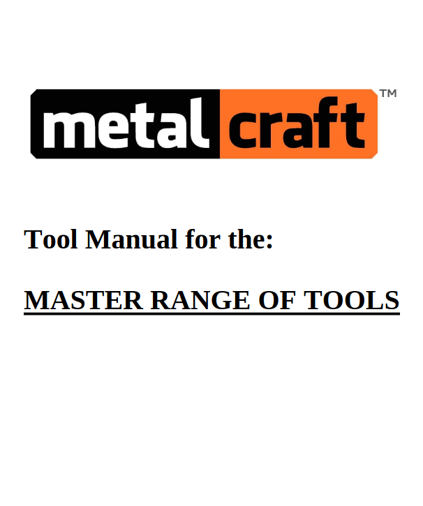 Metalcraft Free Downloadable Metalcraft Master Tool Manual – metalcraftusa