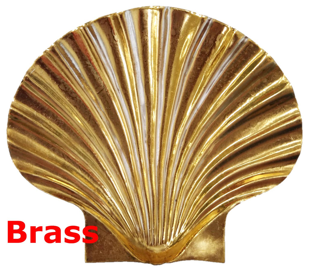 Solid Brass Stamping Pressed Stamped Seashell .020" Thickness SE2  approx. size 3 13/16"w x 3 1/4"h.