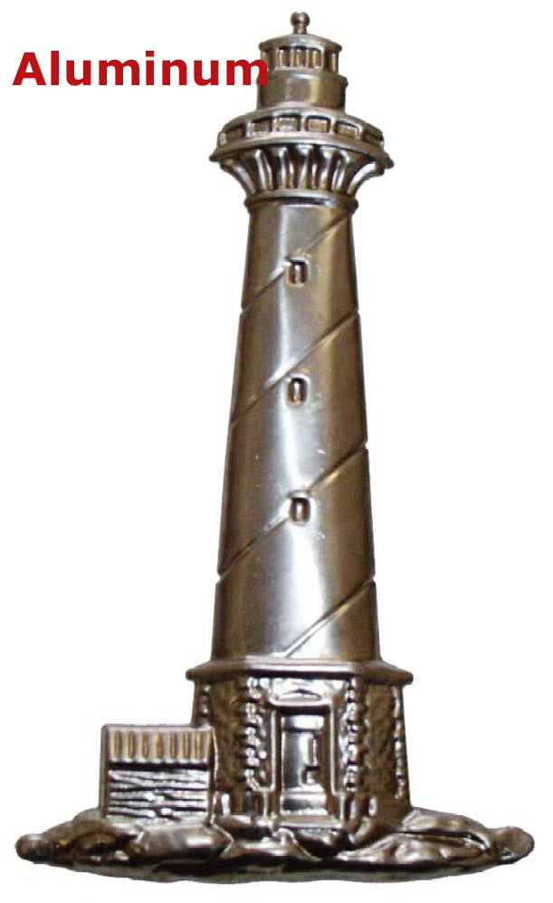 Solid Aluminum Stamping Pressed Stamped Lighthouse .020" Thickness SE27 approx. size 3 1/16"w x 5 1/4"h.