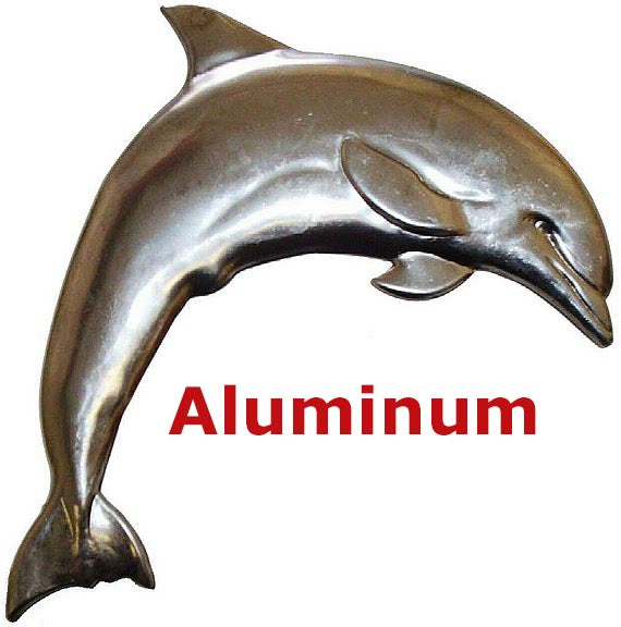 Solid Aluminum Stamping Pressed Stamped Dolphin Fish .020" Thickness SE5 approx. size 6 1/2"w x 5 1/2"h.