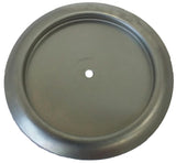 Metal Stamping Pressed Stamped Steel Candle Tray Plate Holder Rolled Over Edge Plain .020" Thickness T15 approx. size 1 15/16" inside flat base.   Overall 2 9/16" diameter. This candle tray has a flat base, then sides go straight up 1/8" and then sides roll back over and down approx. 5/16"