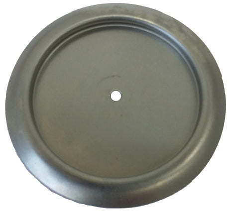 Metal Stamping Pressed Stamped Steel Candle Tray Plate Holder Rolled Over Edge Plain .020" Thickness T16approx. size 2 1/2" inside flat base.   Overall 3 5/16" diameter. This candle tray has a flat base, then sides go straight up 1/16" and then sides roll back over and down approx. 3/8"