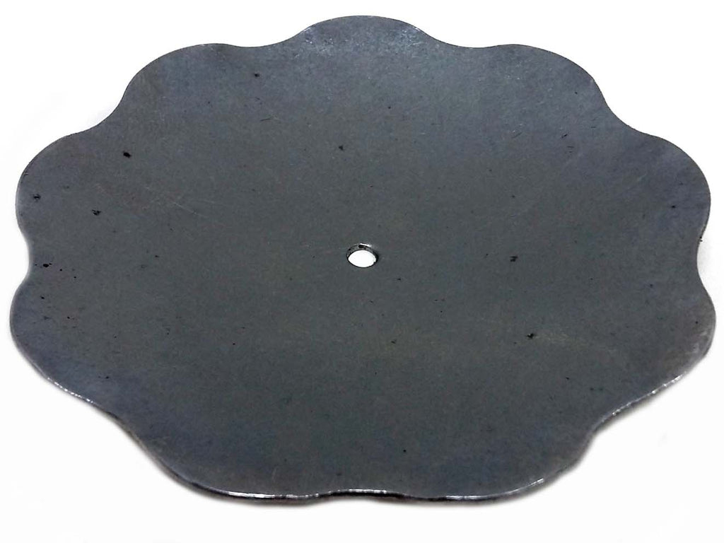Metal Stamping Pressed Stamped Steel Candle Tray Plate Holder Scalloped Wavy Edge .038" Thickness T17 approx. size 3" diameter slightly concave