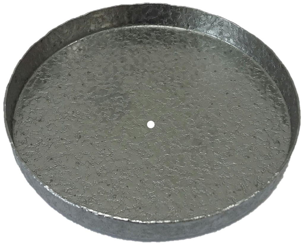Metal Stamping Pressed Stamped Steel Candle Tray Plate Holder Textured .020" Thickness T27 approx. size 2 3/8" outside dia., 2 5/16" flat inside dia., sides go straight up approx. 1/4", top of sides are slightly uneven but tumbled in mixer for several hours so not sharp
