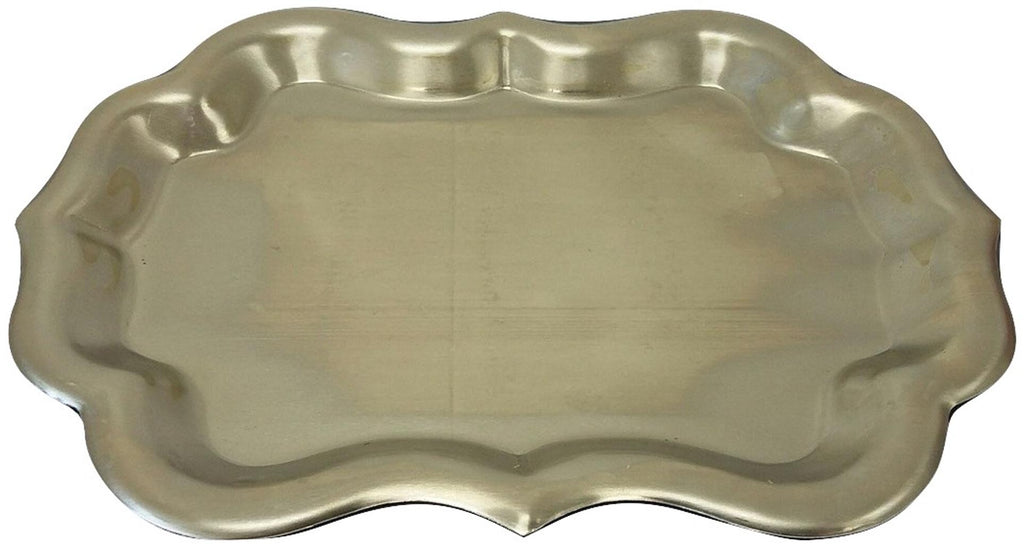 Metal Stamping Pressed Stamped Steel Candle Tray Plate Holder Decorative .025" Thickness T29 approx. size 7 3/4"w x 5 1/2"h x 3/8"deep This candle tray has a flat bottom with sides that go up and outward