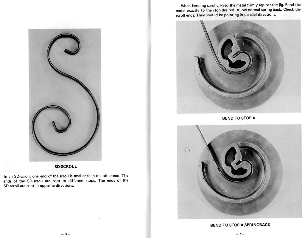 BJ5 Scroll Bending Jig Instructions pages 6 and 7.