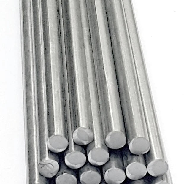 closeup of the bright annealed solid round rod mild steel 1/4" diameter x 36" long (3ft) x 30 pieces per tube