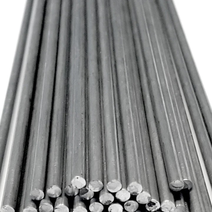 closeup of bright Annealed Solid Round Rod Mild Steel 1/8" Diameter x 36" long (3ft) x 50 pieces per tube