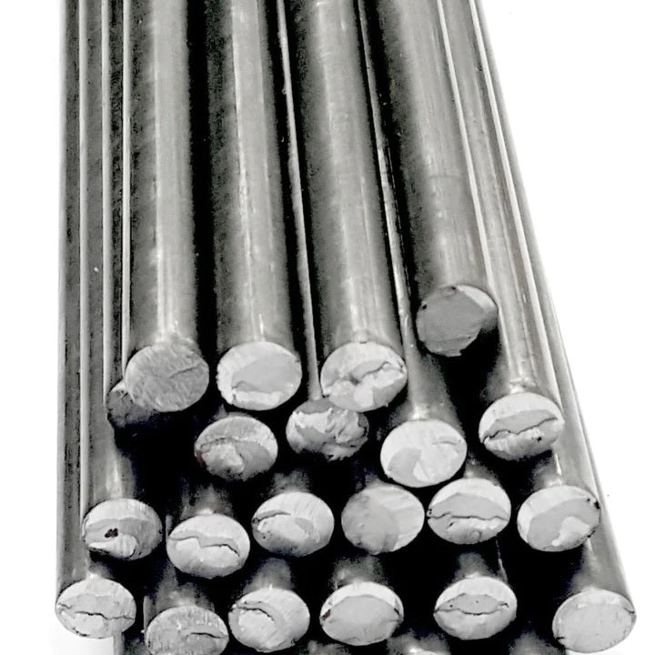 closeup of Bright Annealed Solid Round Rod Mild Steel 5/16" Diameter x 36" long (3ft) x 30 pieces per tube MCNS010x