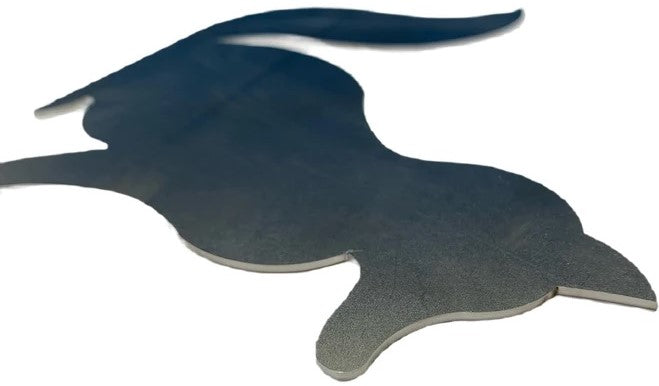 Fox Silhouette Laying Flat.  Metal Steel Silhouette Fox .072" Thickness MC1470 (slightly thicker than a penny)  approx. size 7"w x 5 7/8"h.